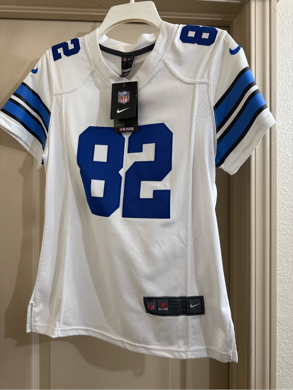 NEW Nike NFL Women's White Dallas Cowboy Football Jersey with Blue #82